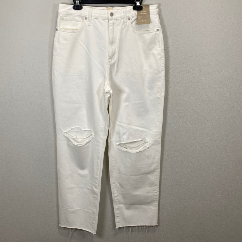 Madewell baggy straight white distressed - Picture 1 of 8